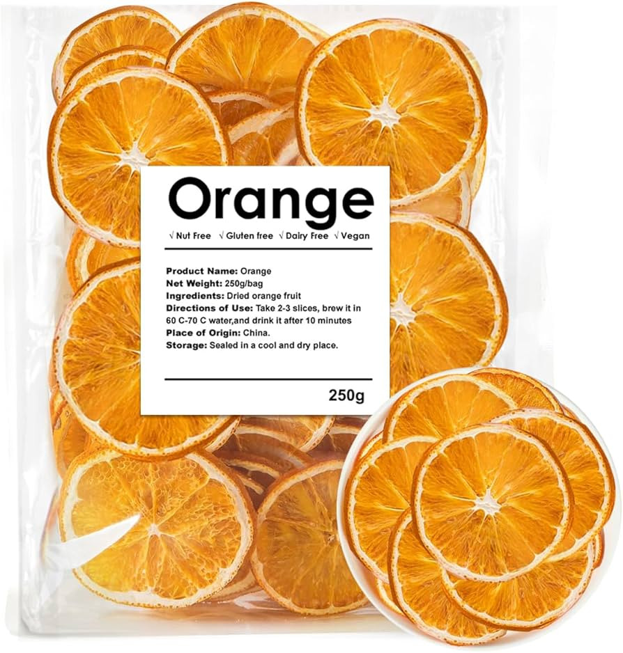 Dehydrated Dried Oranges For Cocktails, Dried Orange Slices 8.8oz/250g, No Sugar Added Fruit Tea | Amazon (US)