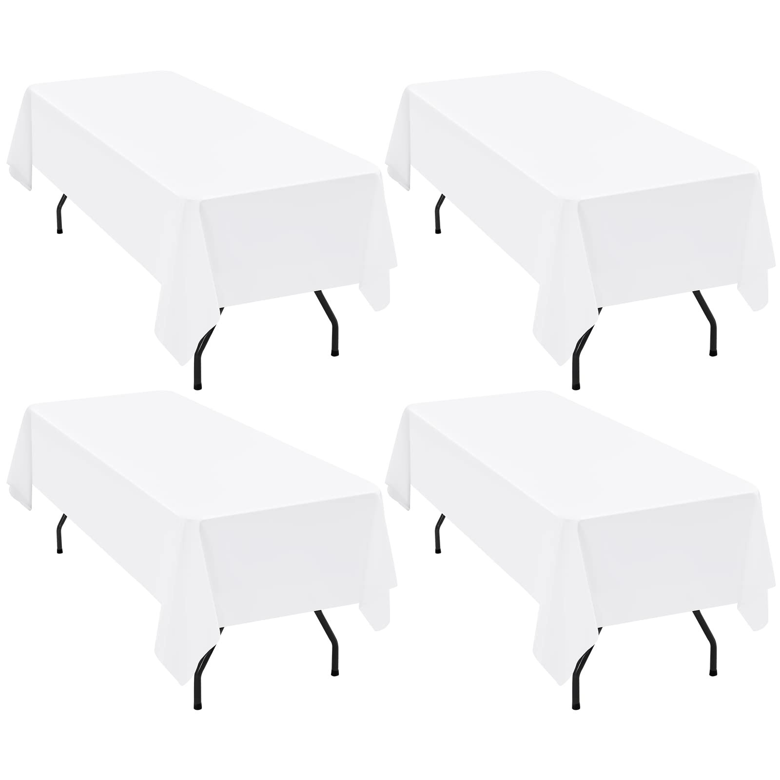 4 Packs Rectangle Tablecloth, 60 x 126 inch White Polyester Tablecloth for 8 Ft Rectangle Tables ... | Amazon (US)