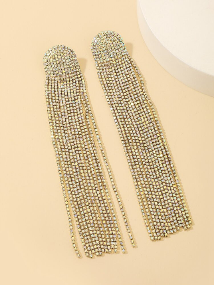 Rhinestone Tassel Decor Drop Earrings | SHEIN