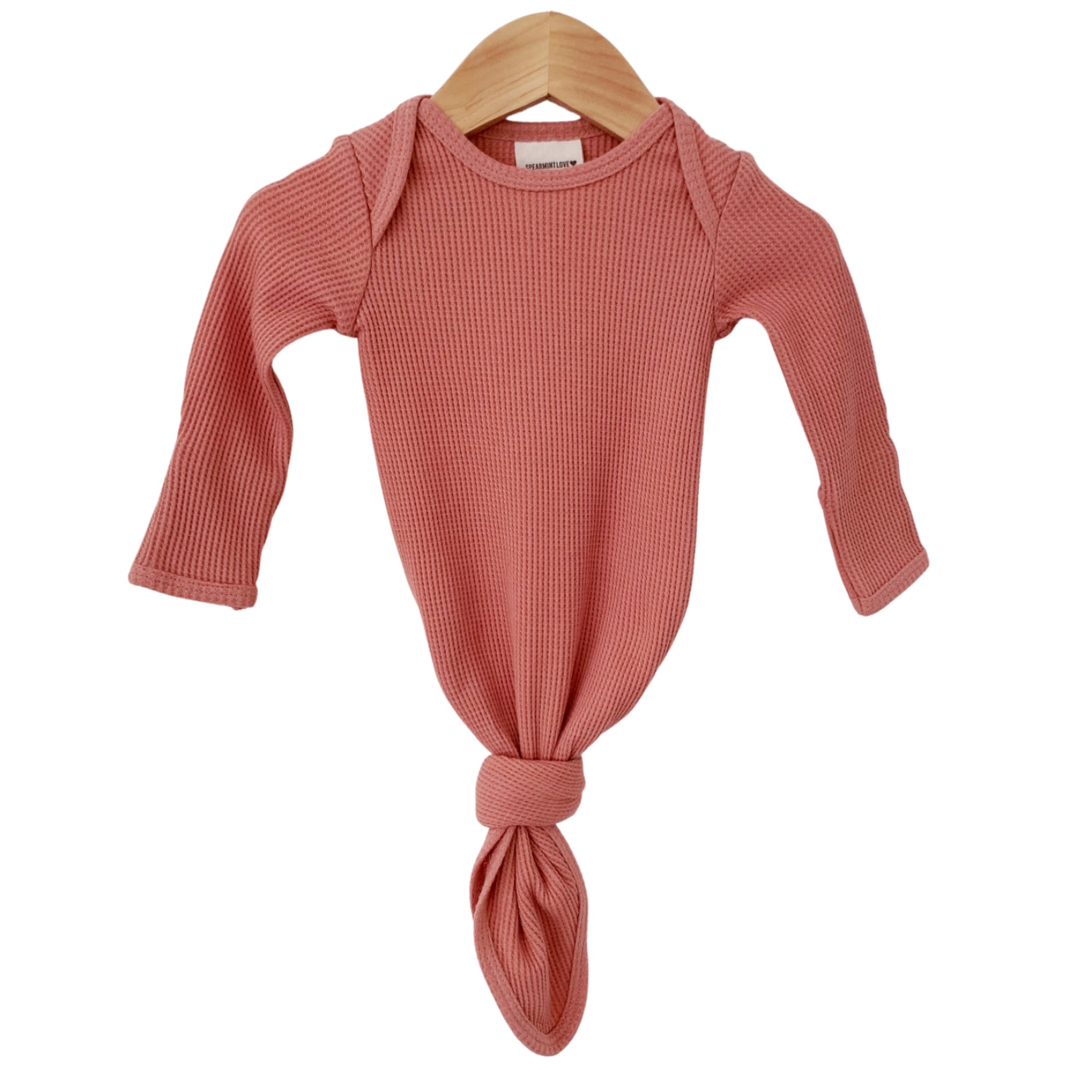 Organic Waffle Knotted Gown, Dusty Rose | SpearmintLOVE