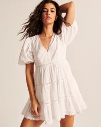 Plunge Puff Sleeve Mini Dress | Abercrombie & Fitch (US)