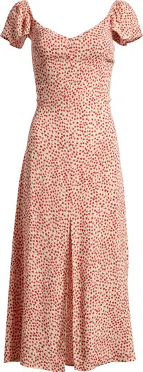 Baxley Floral Print Flutter Sleeve Midi Dress | Nordstrom