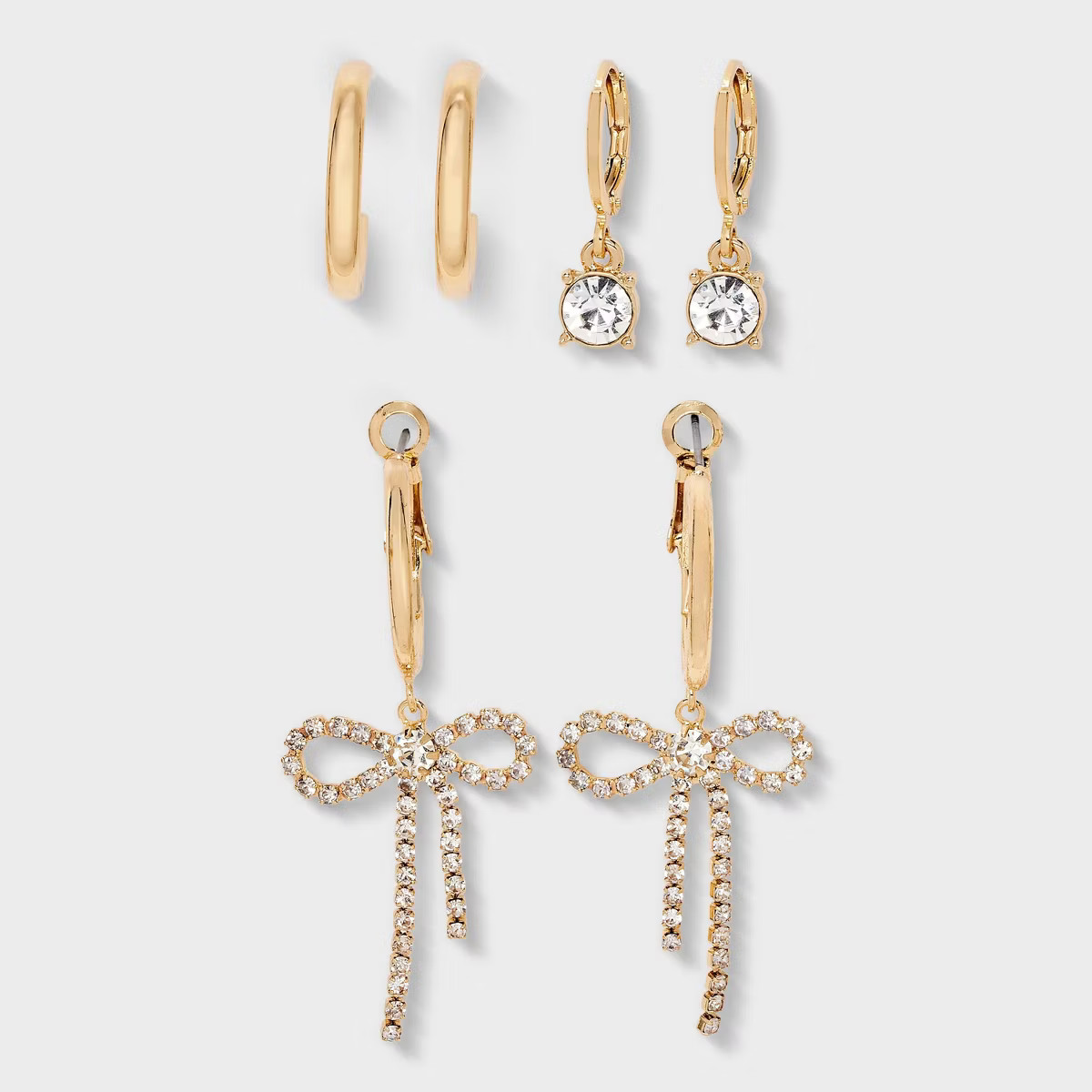 Rhinestone Earring Set 3 pc - Wild Fable™ Gold | Target