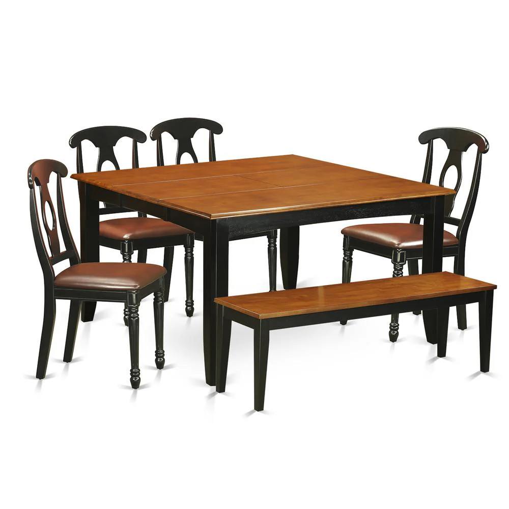 6 PC Dining room set with bench-Dining Table and 4 Wood Dining Chairs plus a bench | Shop Simon