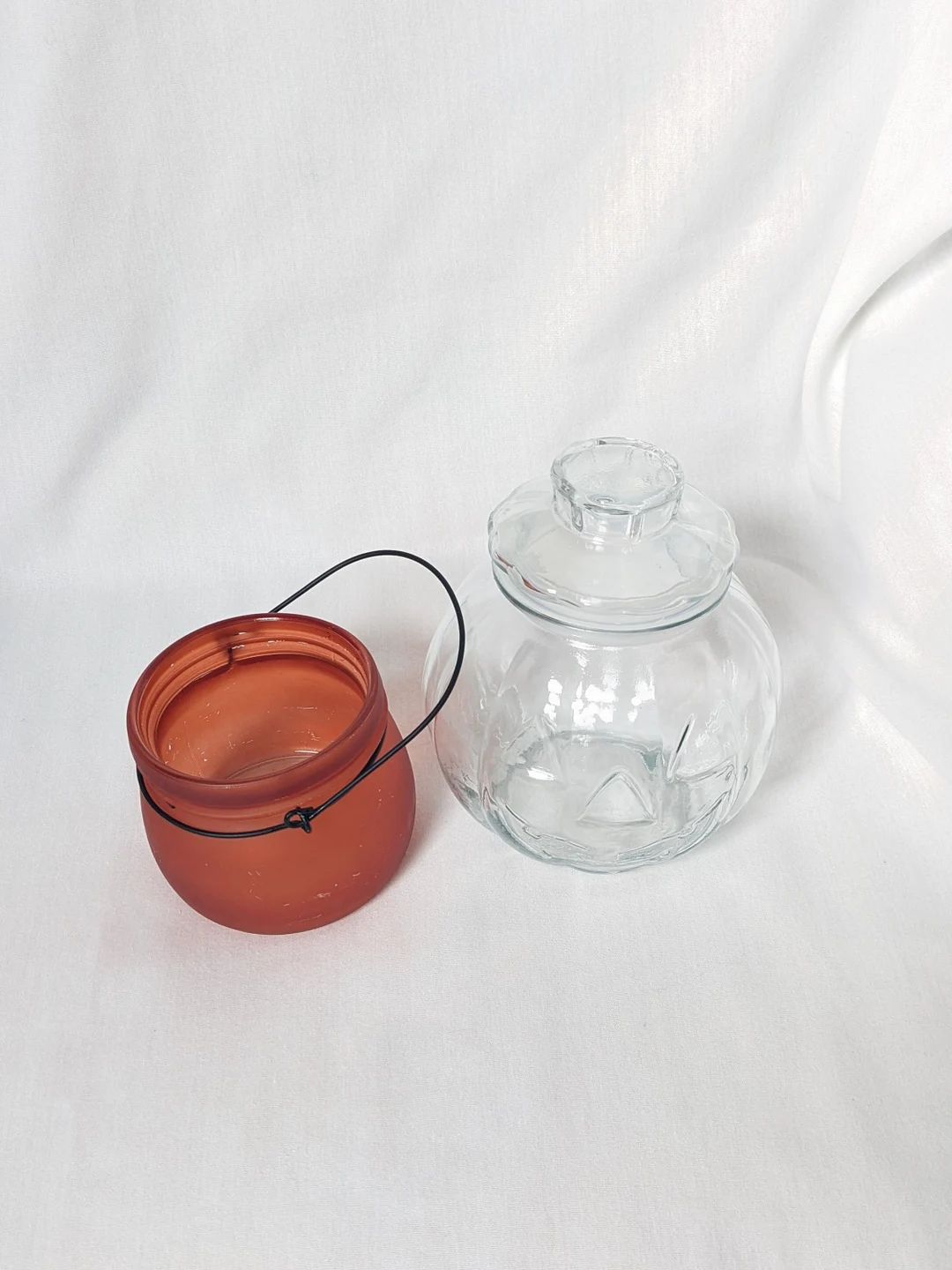 Halloween theme 2 Glass Jars; Libbey CANADA Clear Glass Jack-'O-Lantern Candy Jar/Canister &  Han... | Etsy (US)