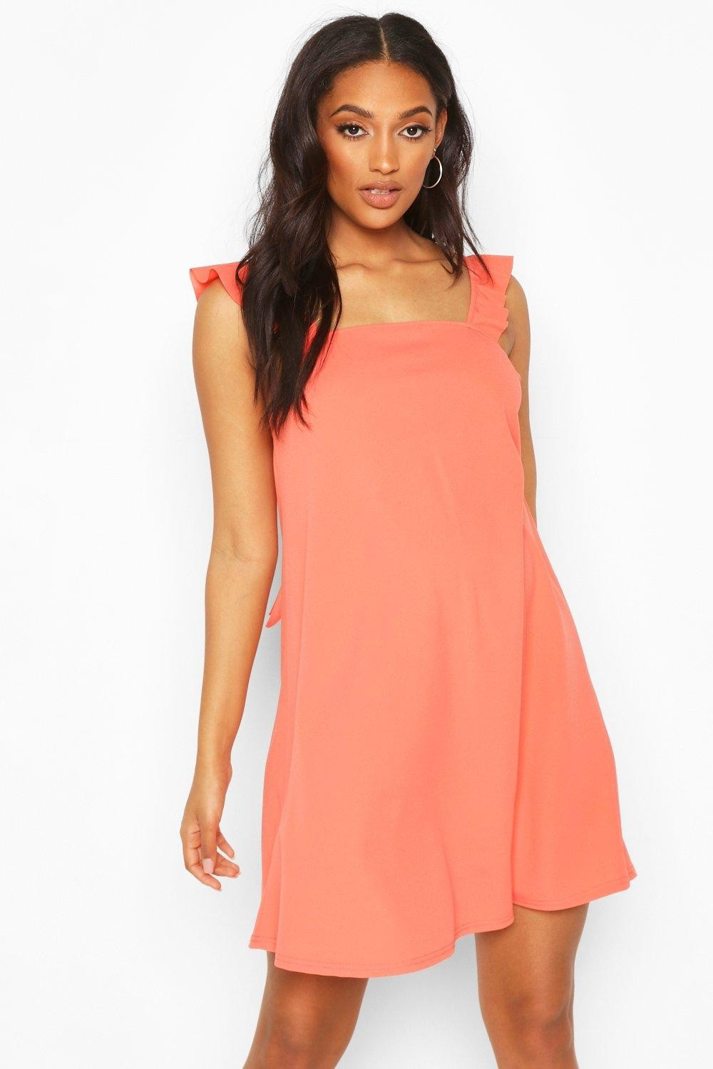 Womens Maternity Frill Tie Back Sundress - Orange - 4 | Boohoo.com (US & CA)