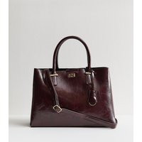 Burgundy Faux Patent Tote Bag Vegan New Look | New Look (UK)
