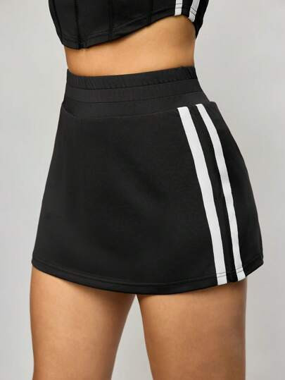 Activina Women's Black Color Patchwork High Waist Casual Sports Skirt & Skort For Tennis & Daily ... | SHEIN