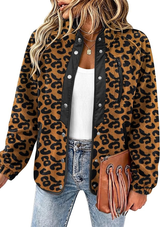 Zeagoo Women Fleece Jacket Western Aztec Print Snap Button Down Outerwear | Amazon (US)