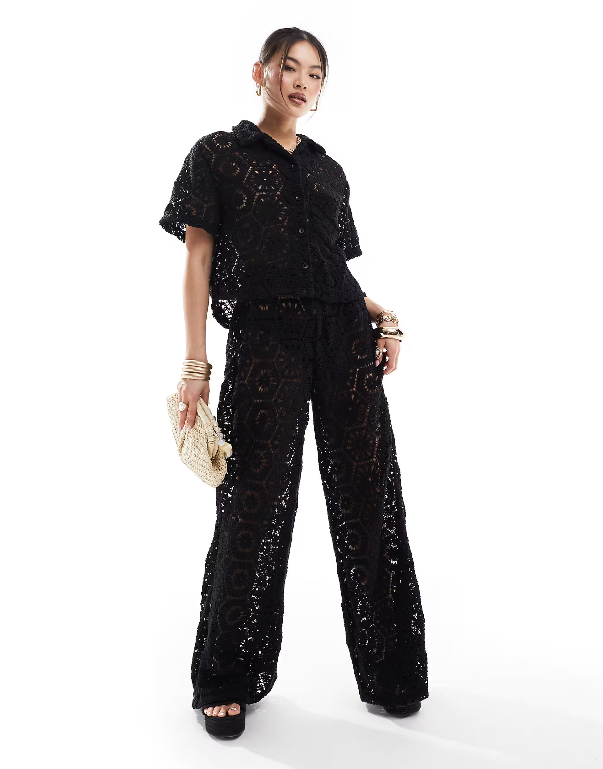 South Beach crochet beach trouser co-ord in black | ASOS (Global)