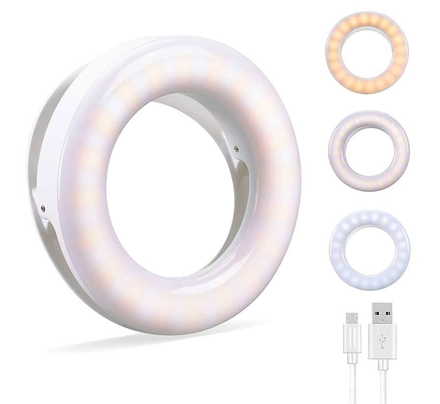 Ring Light, Rechargeable Portable Clip-on Selfie Fill Light for iPhone Android Smart Phone Photog... | Amazon (US)