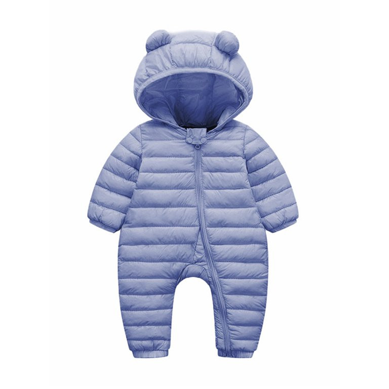 Beiwei Baby Loose Solid Color Puffer Jumpsuit One Piece Zip Down Bodysuit Hooded Party Playsuit B... | Walmart (US)