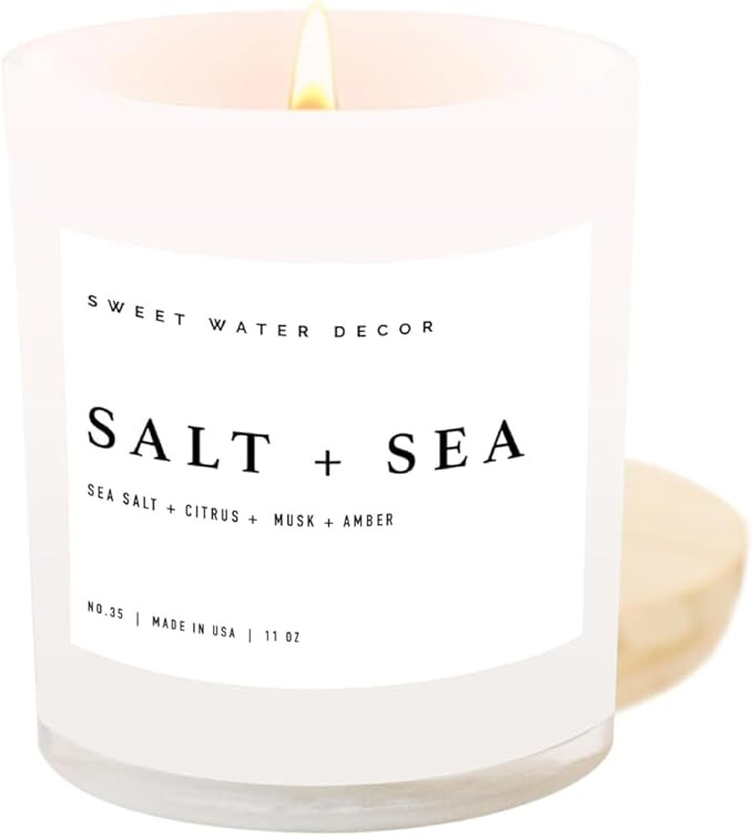 Sweet Water Decor Salt and Sea Candle - Sea Salt, Citrus, Amber, Musk, Beach Scented Soy Candles ... | Amazon (US)