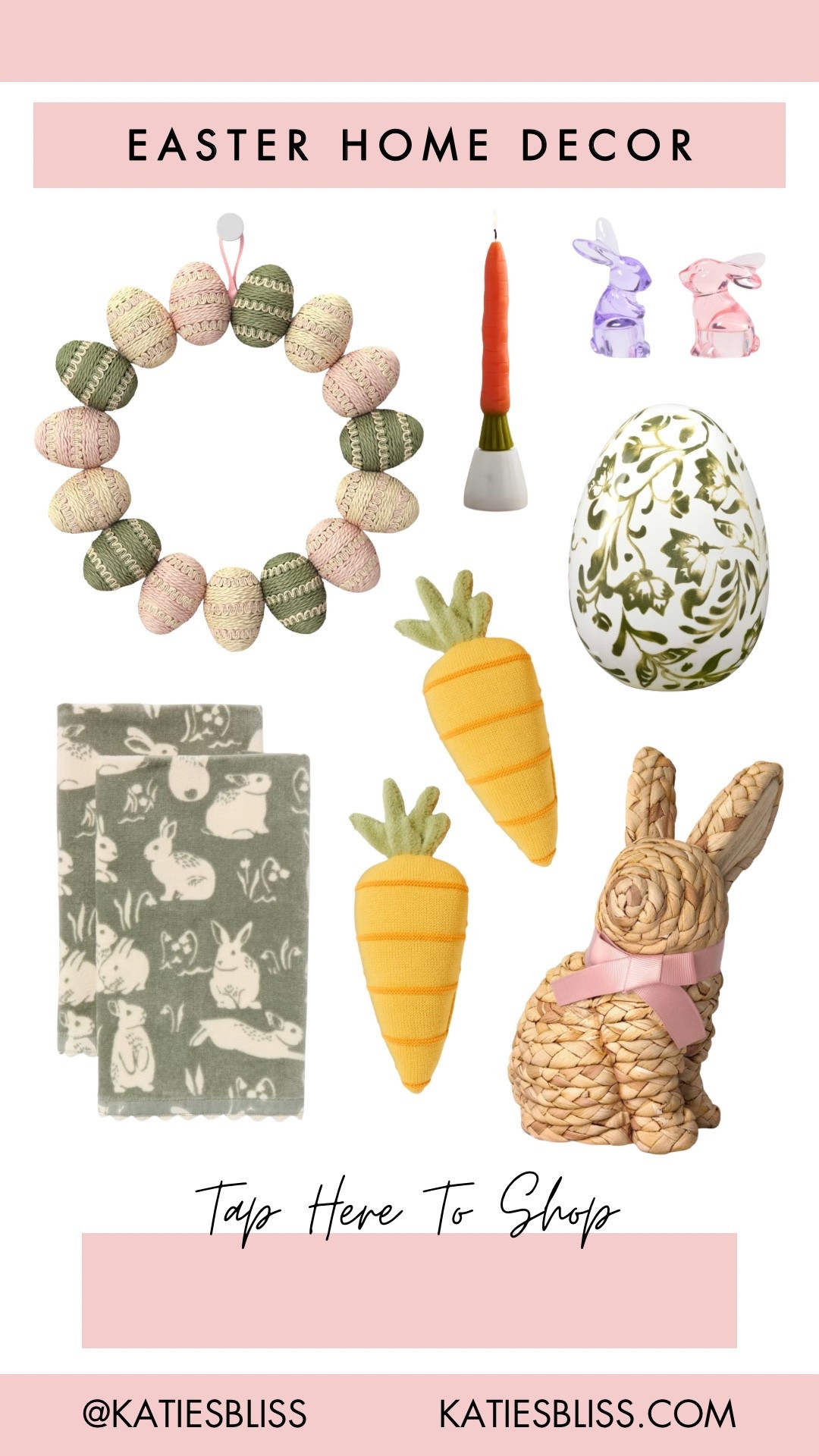 Easter home decor finds 💖

Target. Home decor. Rabbit. Bunny. Tea towel. Wreath. Candle. 



#LTKSeasonal #LTKHome