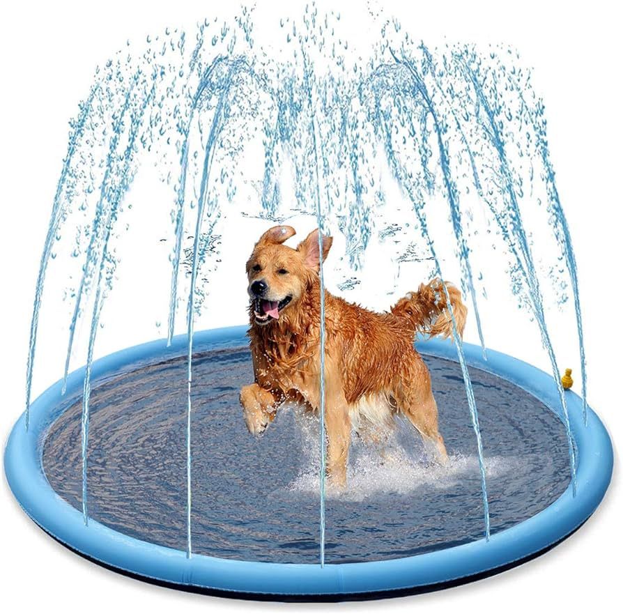 Splash Sprinkler Pad for Dogs - 59" Thicken Dogs Pet Swimming Pool Bathtub, 2024 New Packaging Pe... | Amazon (US)