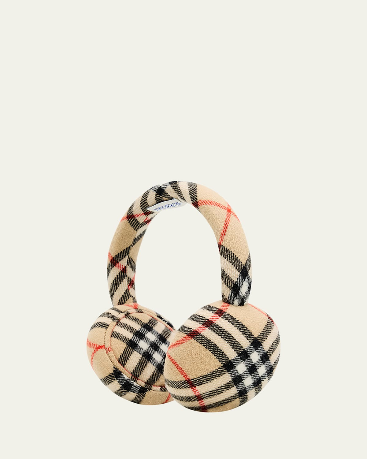 Wool Cashmere Check Earmuffs | Bergdorf Goodman