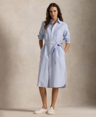 Polo Ralph Lauren Women's Belted Cotton Oxford Shirtdress - Macy's | Macy's