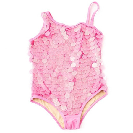 Pink Girls Paillette One Shoulder One Piece Swimsuit 3t-10 | Shade Critters