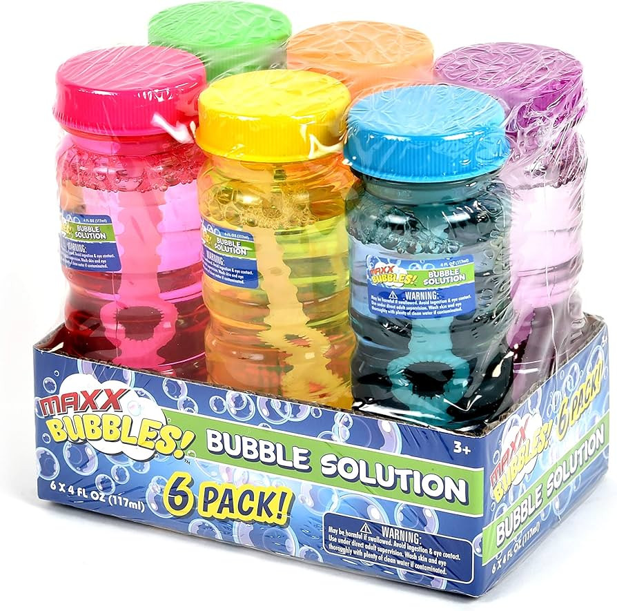 Sunny Days Entertainment 6 Pack Bubble Solution – 4oz Bubble Blower Bottles with 6-Hole Wand | ... | Amazon (US)