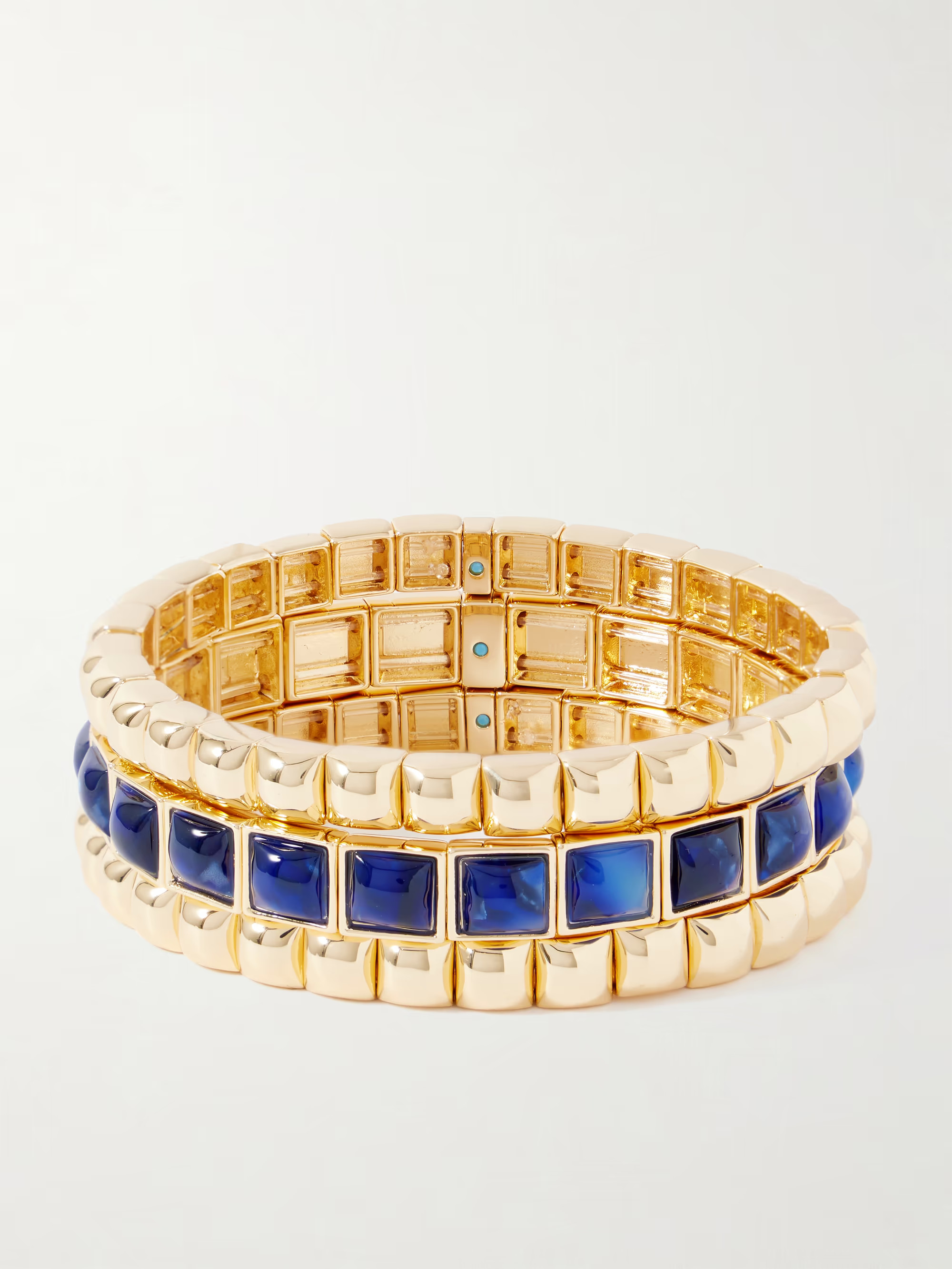 The Puffy Stud set of three gold-tone crystal bracelets | NET-A-PORTER (US)