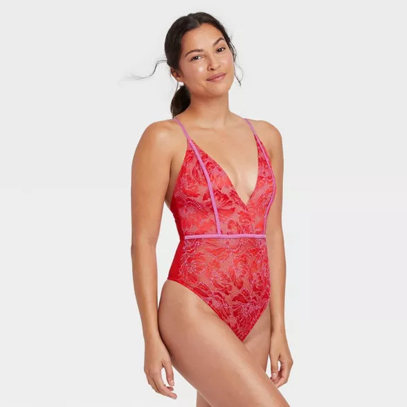 Women's V-Neck Lace Bodysuit - Auden™ | Target