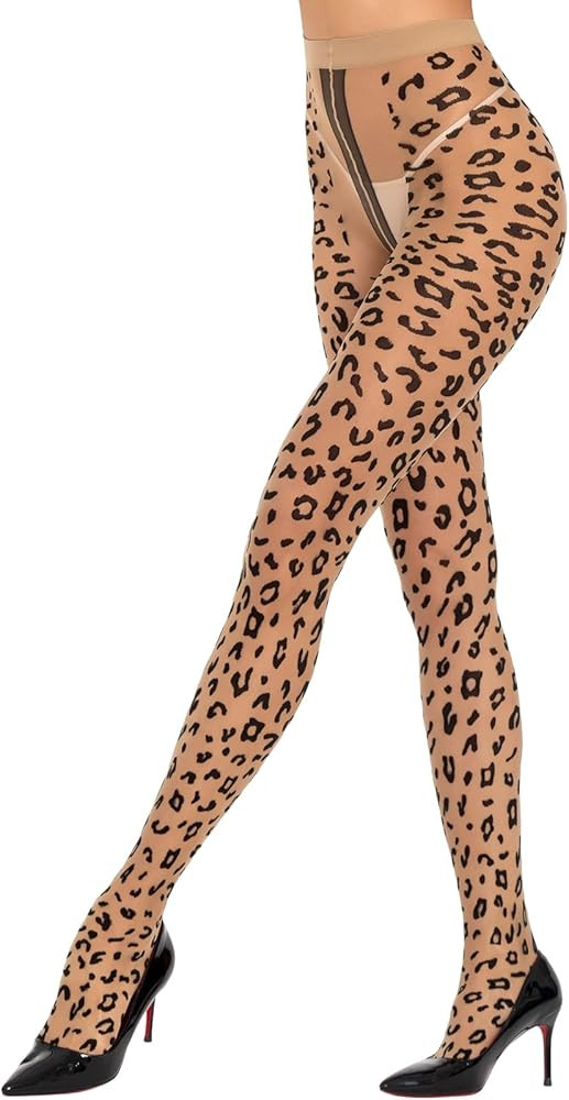 MANZI Women's Sheer Patterned Tights All-Over Polka-Dot Leopard Hearts Stockings 30 Denier Pantyh... | Amazon (US)