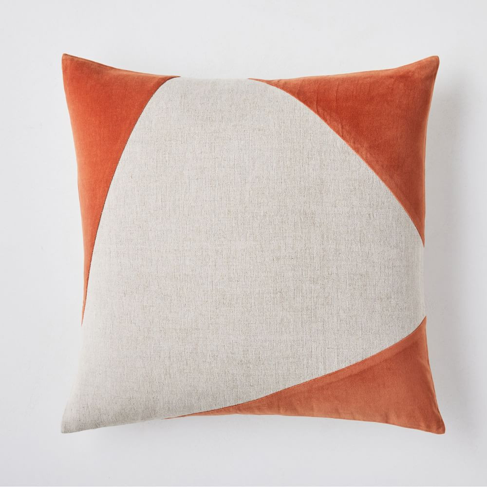 Cotton Linen &amp; Velvet Corners Pillow Cover | West Elm (US)
