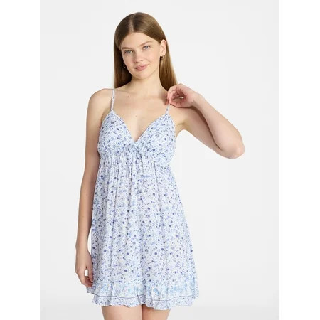 No Boundaries Tiered Babydoll Mini Dress, Women's XXS-XXL | Walmart (US)