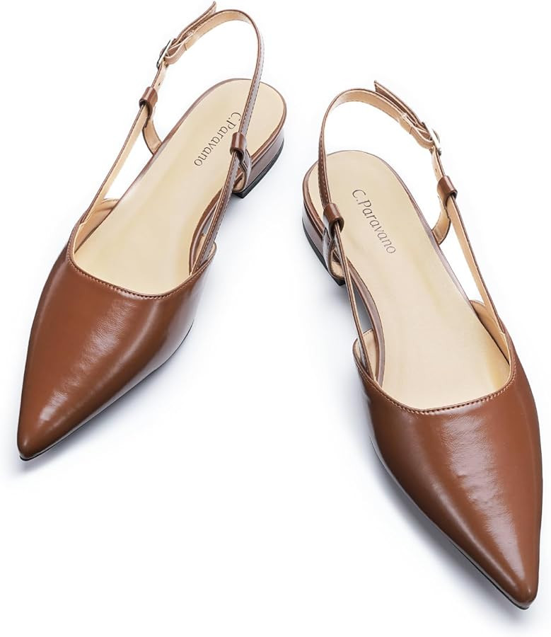 C.Paravano Women's Slingback Flats | Pointed Toe Slingback Flats for Women | Kitten Heel Slingbac... | Amazon (US)