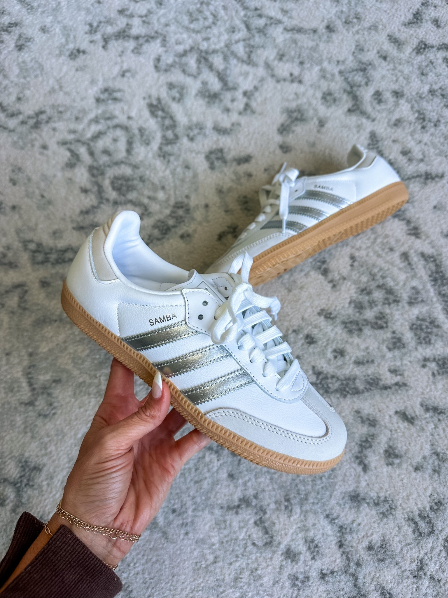 White and silver adidas sambas that go with everything!

#LTKActive #LTKTravel #LTKmomlife