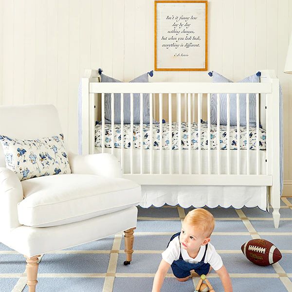 Scallop Crib Skirt in French Blue | Caitlin Wilson Design