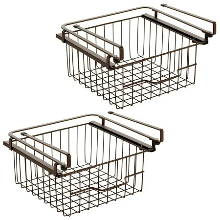 mDesign Compact Hanging Pullout Drawer Basket - Sliding Under Shelf Storage Organizer - Metal Wire - | Walmart (US)