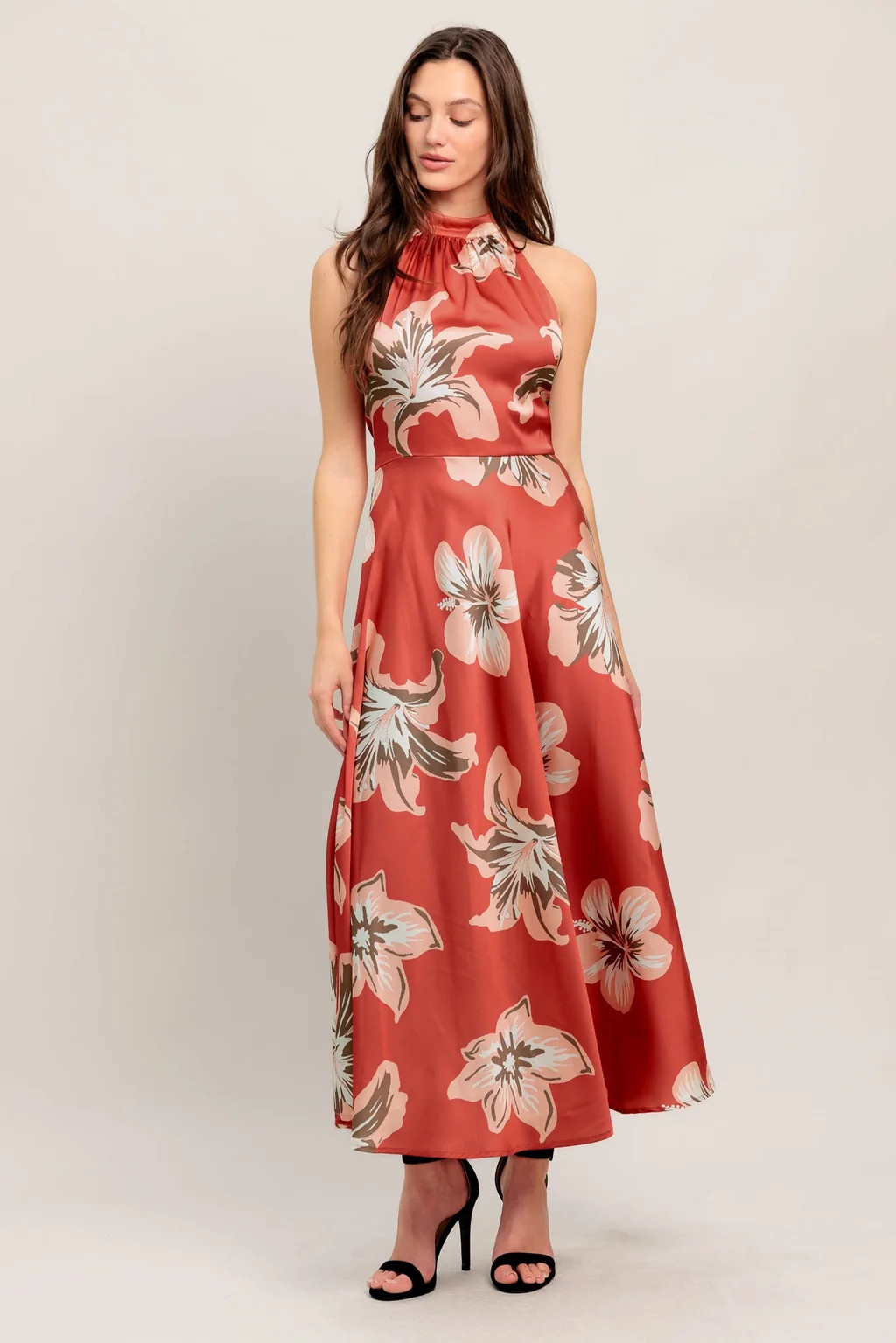 CAN’T LOOK AWAY CORAL RED MIDI DRESS | Lady Black Tie