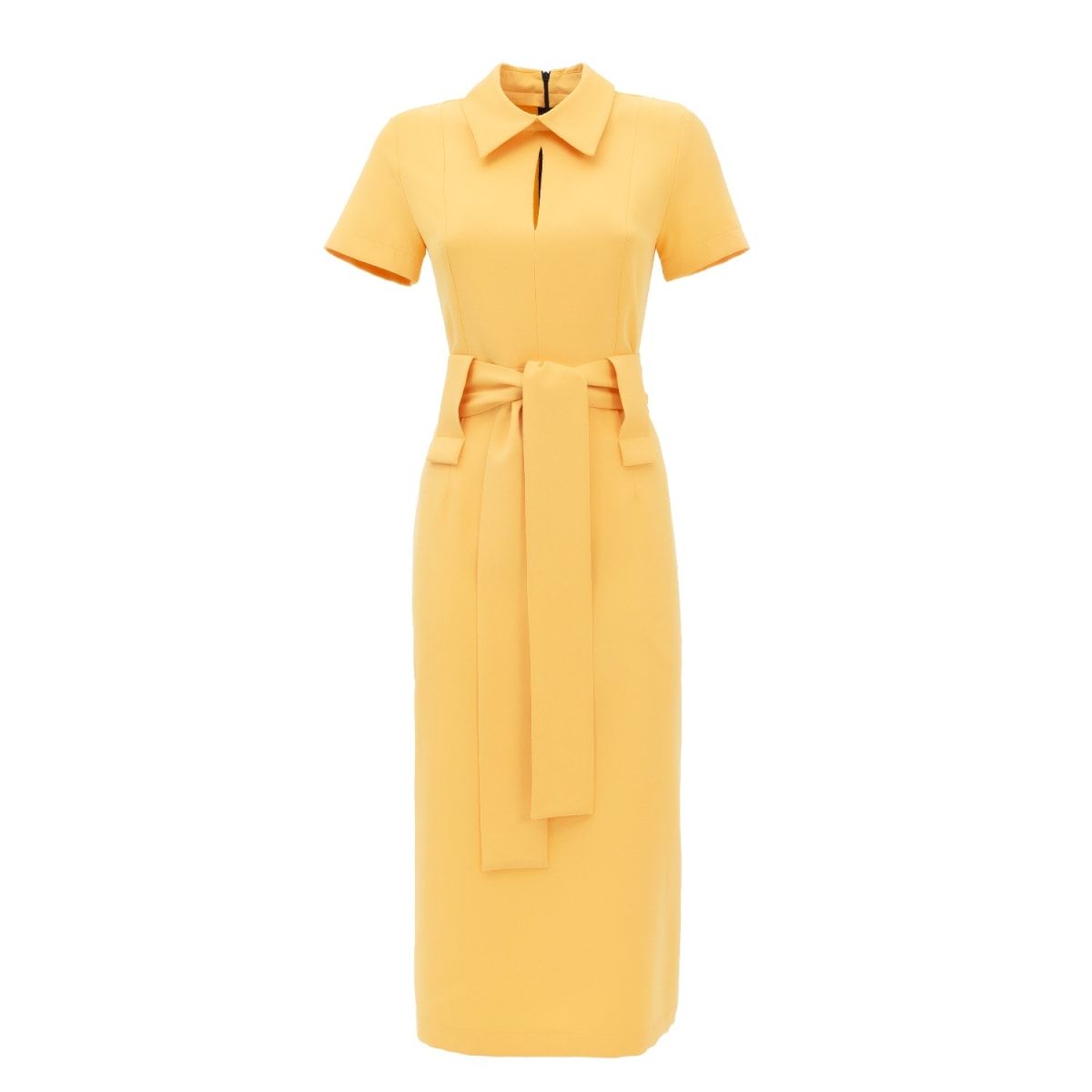 Midi Dress With Belt Pale Yellow | Wolf & Badger (US)