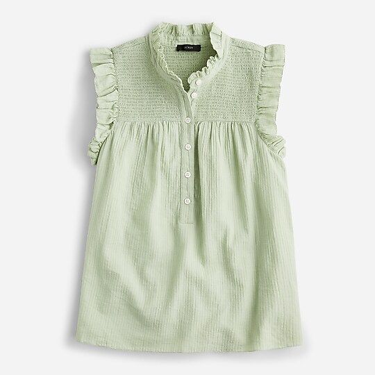 Smocked ruffle gauze top | J.Crew US