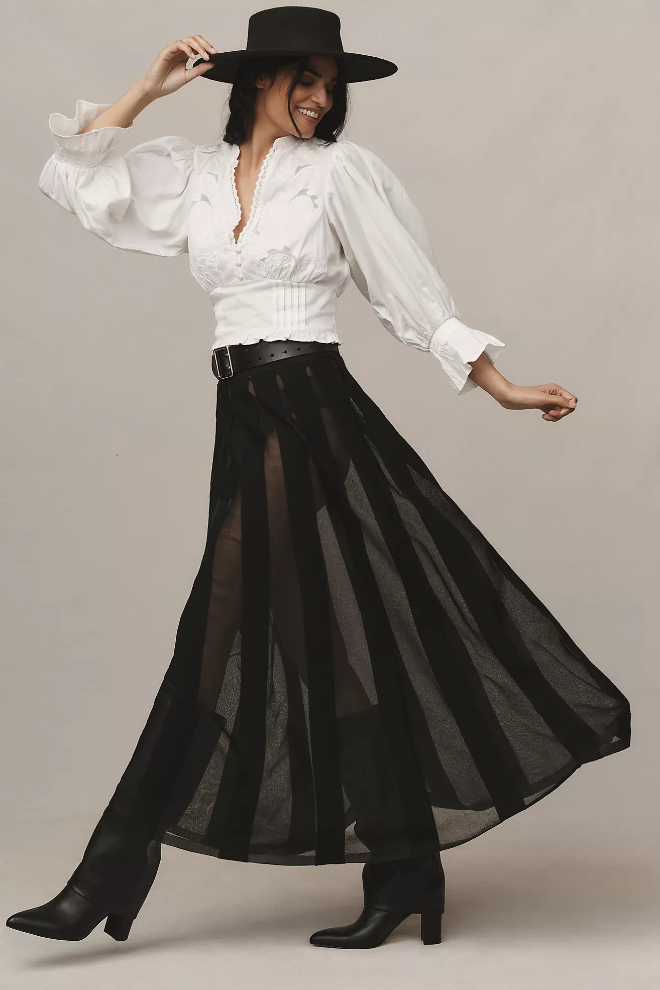 By Anthropologie Sheer Pleated Maxi Skirt | Anthropologie (US)