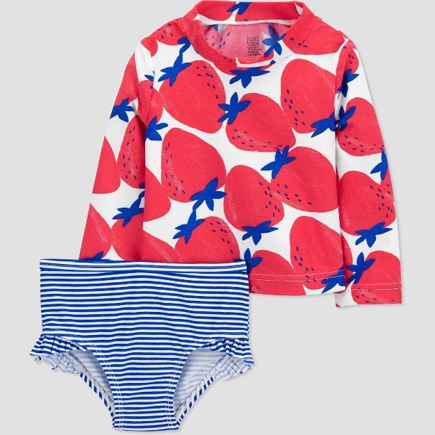 Baby Girls' Strawberry Print Rash Guard Set - Just One You® made by carter's Berry Red | Target