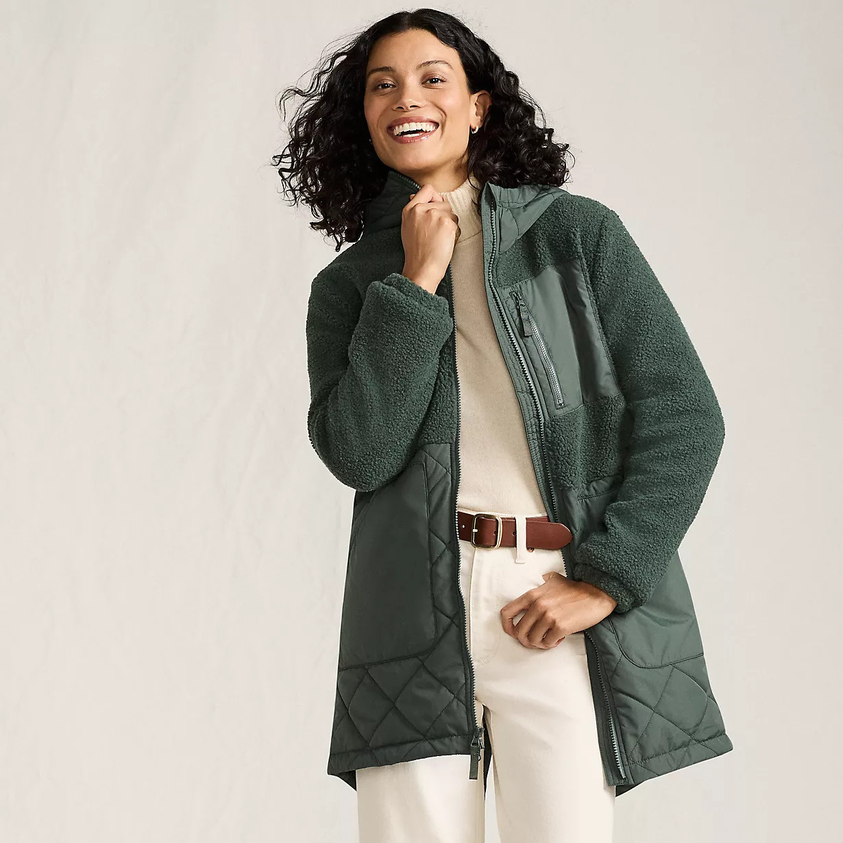 Women's Sherpa Fleece Quilted Mixed Media Parka | Lands' End (US)