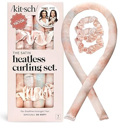 Kitsch Satin Heatless Curlers Set – Heatless Curls Overnight with 34" Hair Curler & 2 Satin Scr... | Amazon (US)