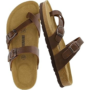 CUSHIONAIRE Luna Sandals for Women, Cork Footbed Womens Sandals for Summer Comfort with Adjustabl... | Amazon (US)