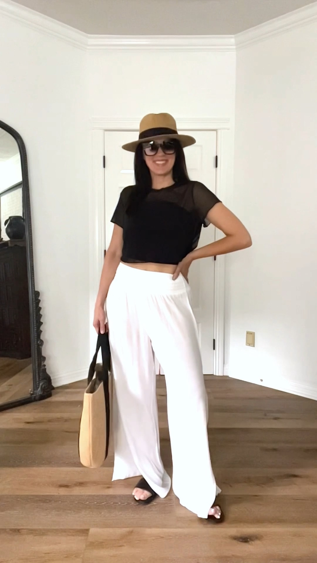 Target vacation & swimwear, part 2!

Sizing:
-Wearing medium in all suits, bikini tops
-Wearing medium in black, white, tropical print pants but could have done small, very stretchy
-Wearing medium in olive green shorts
-Wearing medium in white button down
-Wearing large in sheer black crop top 

Resort wear | vacation wear | vacation outfit | vacation looks | swimsuit cover up | straw bag | Panama hat 

#LTKswim #LTKtravel #LTKunder50