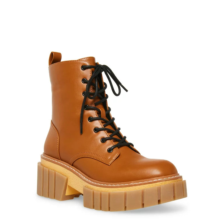 Madden Girl Women's Philly Exaggerated Lug Sole Lace Up Boot - Walmart.com | Walmart (US)