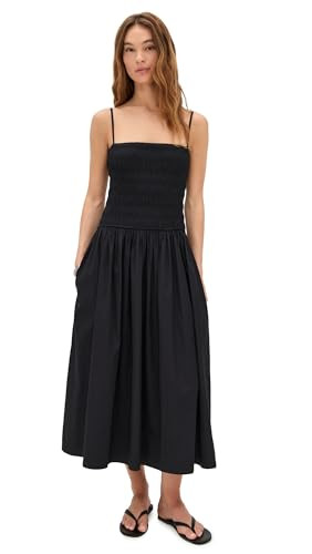 Madewell Women's Poplin Smocked Maxi Dress, Jet Black, L | Amazon (US)