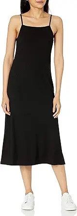 The Drop Women's Leslie Side Slit Strappy Square Neck Loose-Fit Rib Knit Midi Dress, Cuban Sand, ... | Amazon (US)