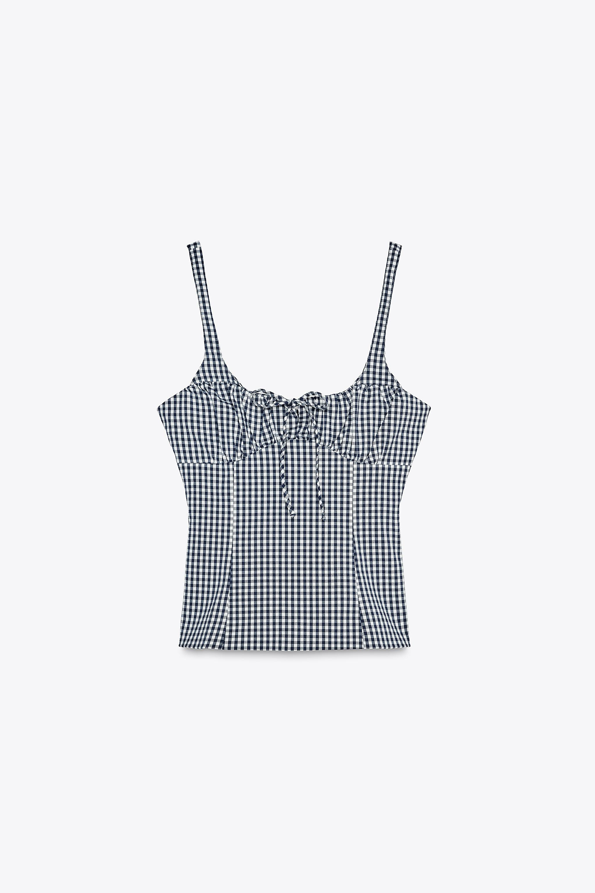 GINGHAM STRETCH TOP | Zara US