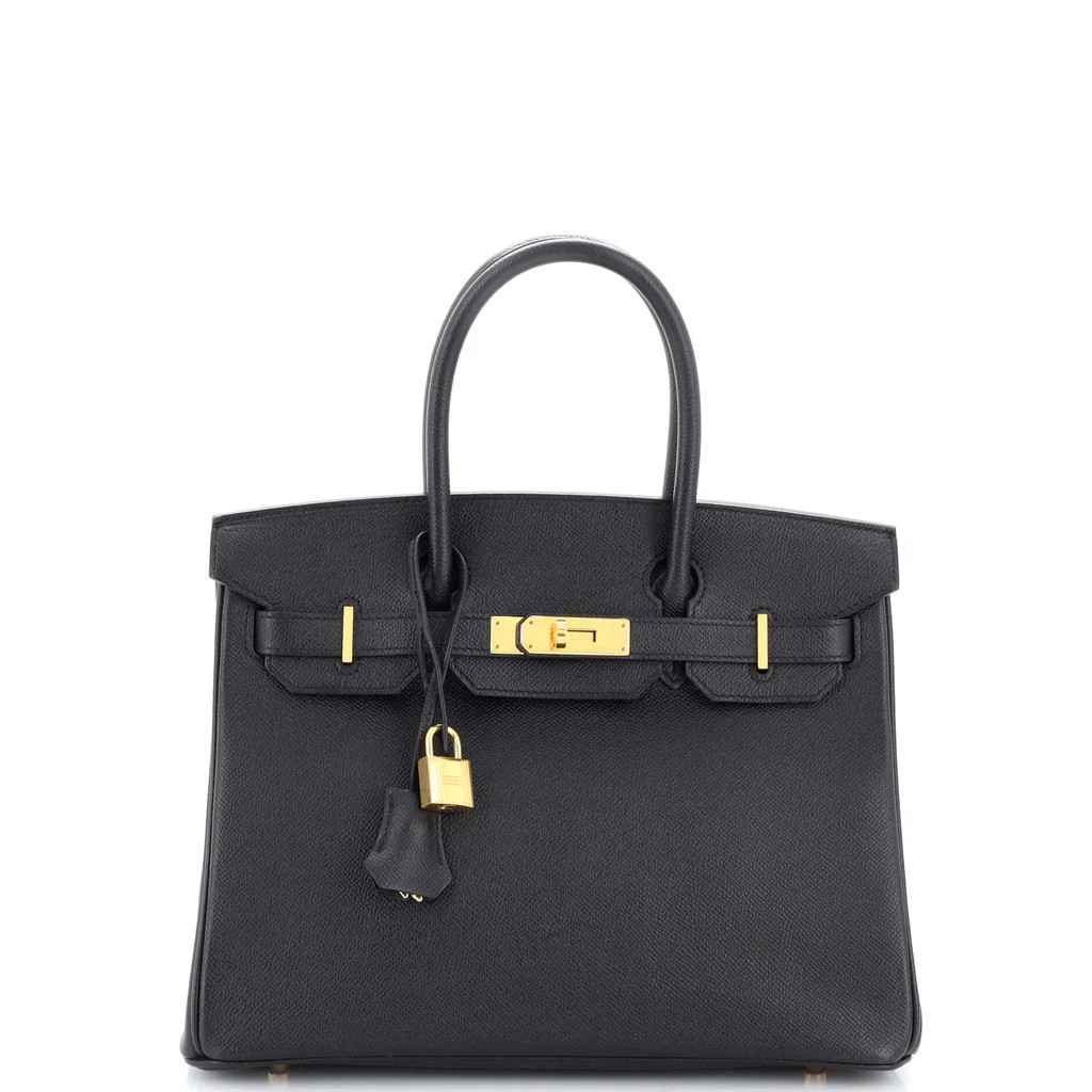 Birkin Handbag Noir Epsom with Gold Hardware 30 | Rebag