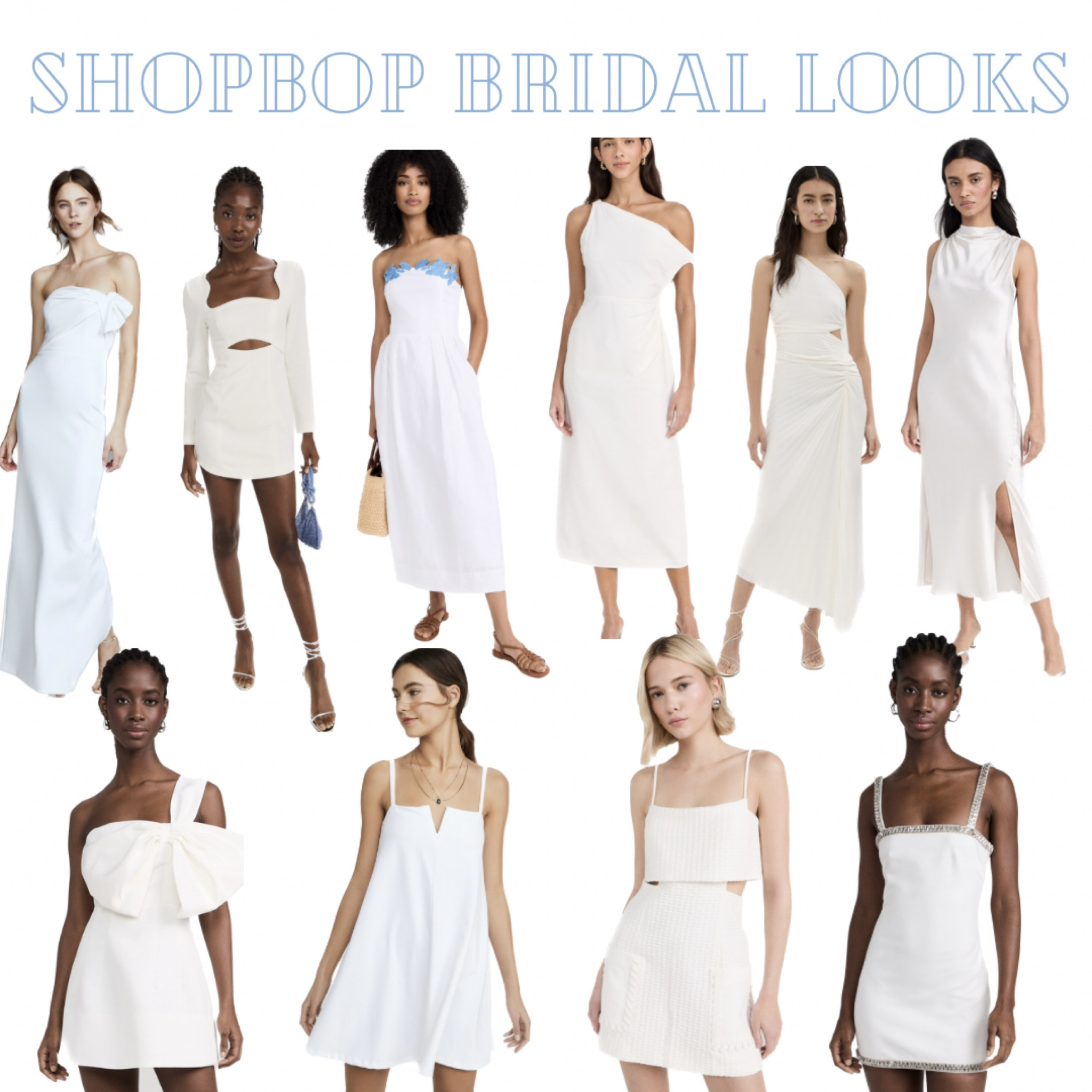There are SO many cute white dresses for every bridal occasion on shop bop! Definitely some pricier options - but some under $200 as well! // wedding bride bridal white dress bachelorette bridal shower honeymoon reception rehearsal 

#LTKwedding
