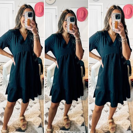 The perfect little black dress from Amazon - wearing  medium and it’s perfect for teachers , moms , moms to be, travel , vacation , summer and paired it with some trendy sandals 

#LTKSummerSales #LTKStyleTip #LTKFindsUnder50