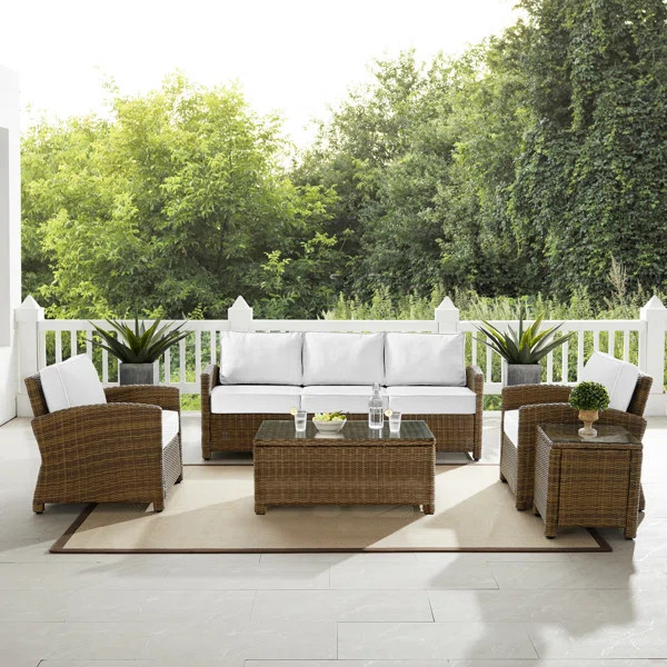 Leisha Polyethylene (PE) Wicker 5 - Person Seating Group with Cushions | Wayfair North America