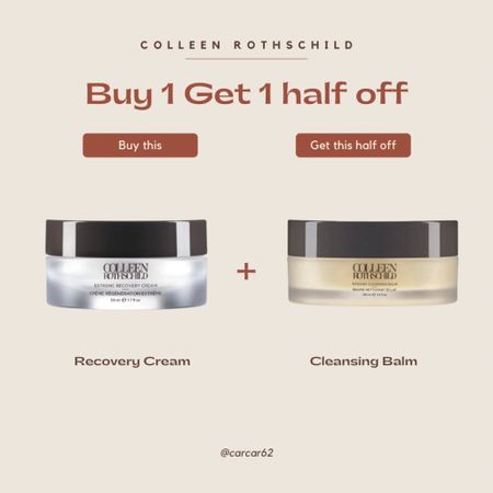 Colleen Rothschild Bogo50 Event
Two of my favorite products and it’s buy one get one 50% off! 
Cleansing Balm and Extreme Recovery Cream for intensive care for dehydrated skin! 

#LTKOver40 #LTKBeauty #LTKSaleAlert